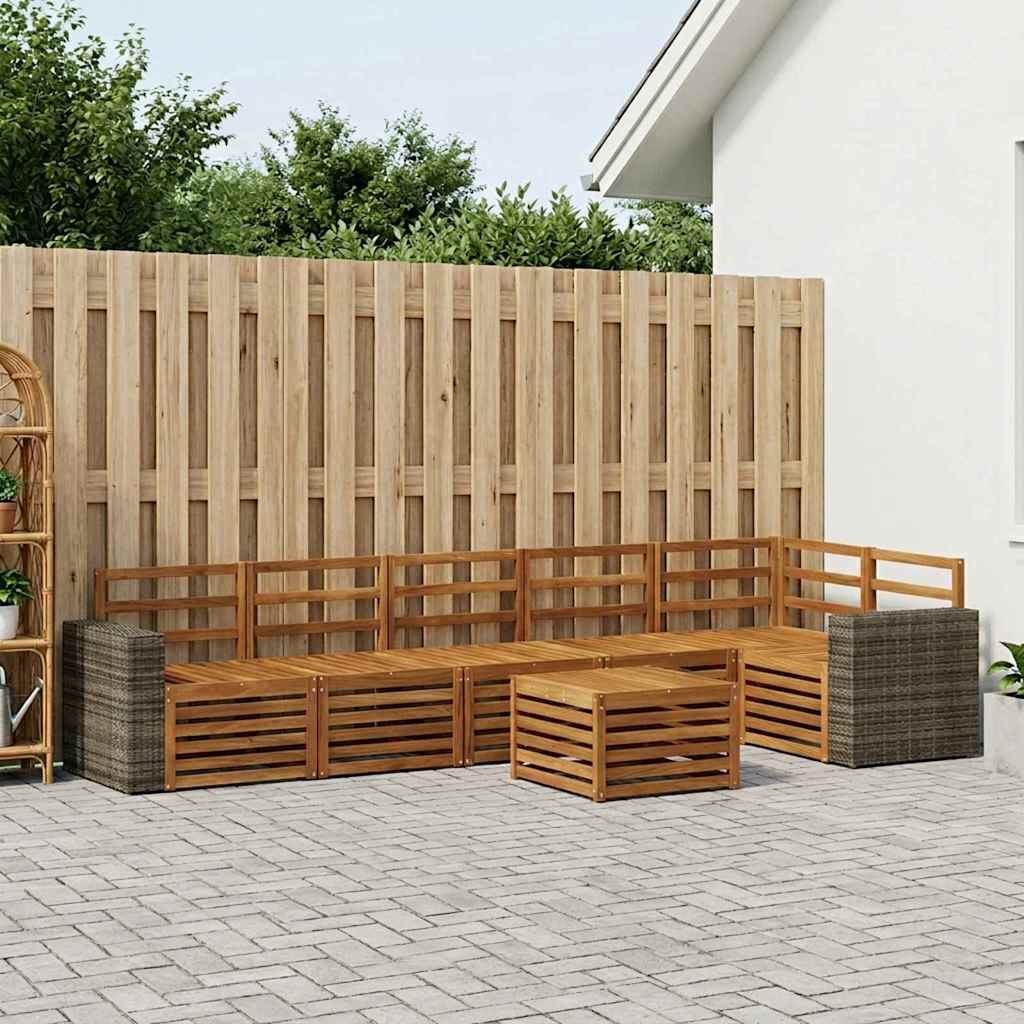 vidaXL Outdoor Sofa Set 7 pcs Natural Polyester 1