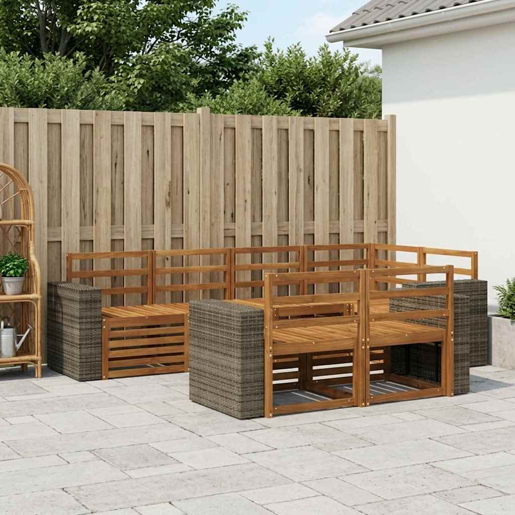 vidaXL Outdoor Sofa Set 7 pcs Natural Polyester 1