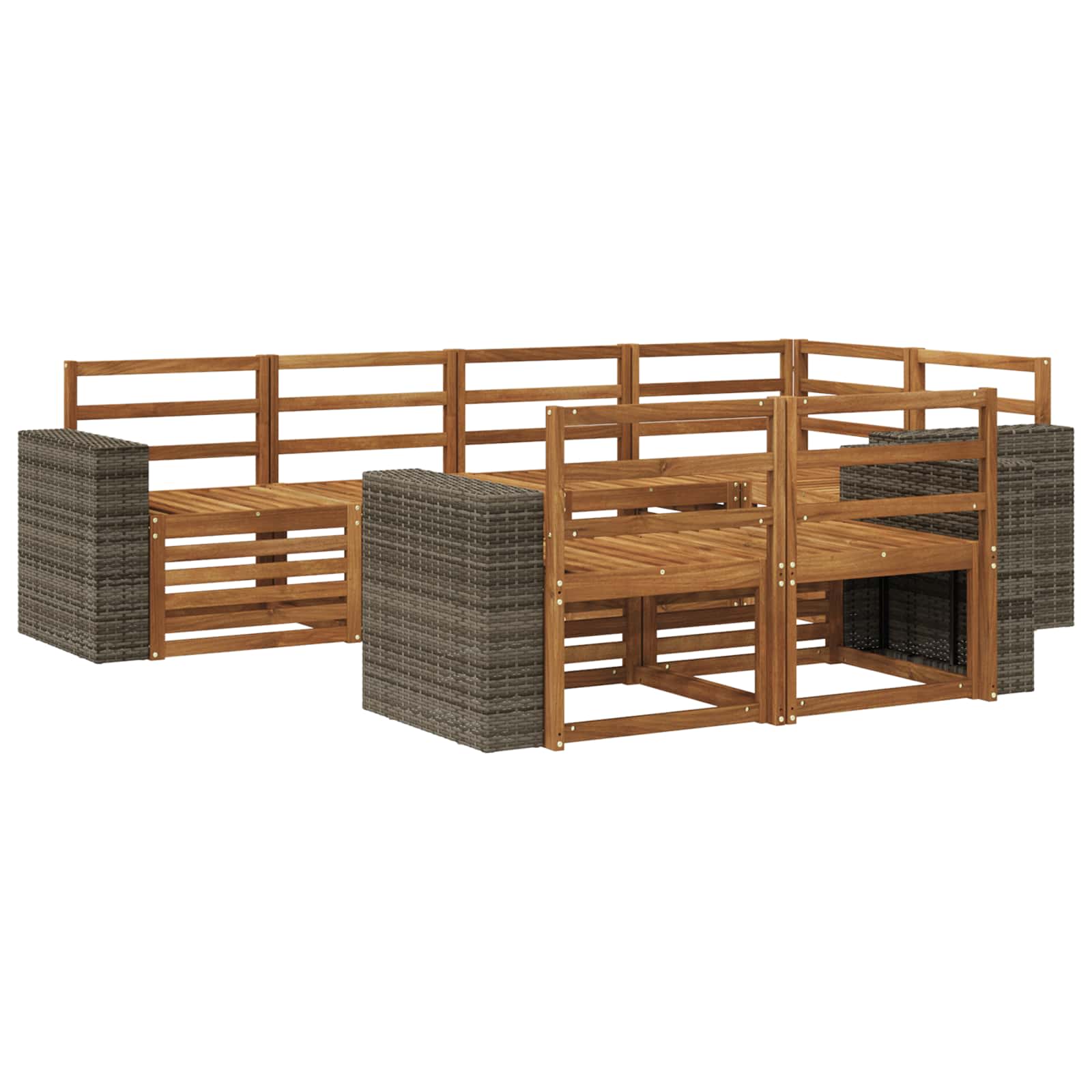 vidaXL Outdoor Sofa Set 7 pcs Natural Polyester 2