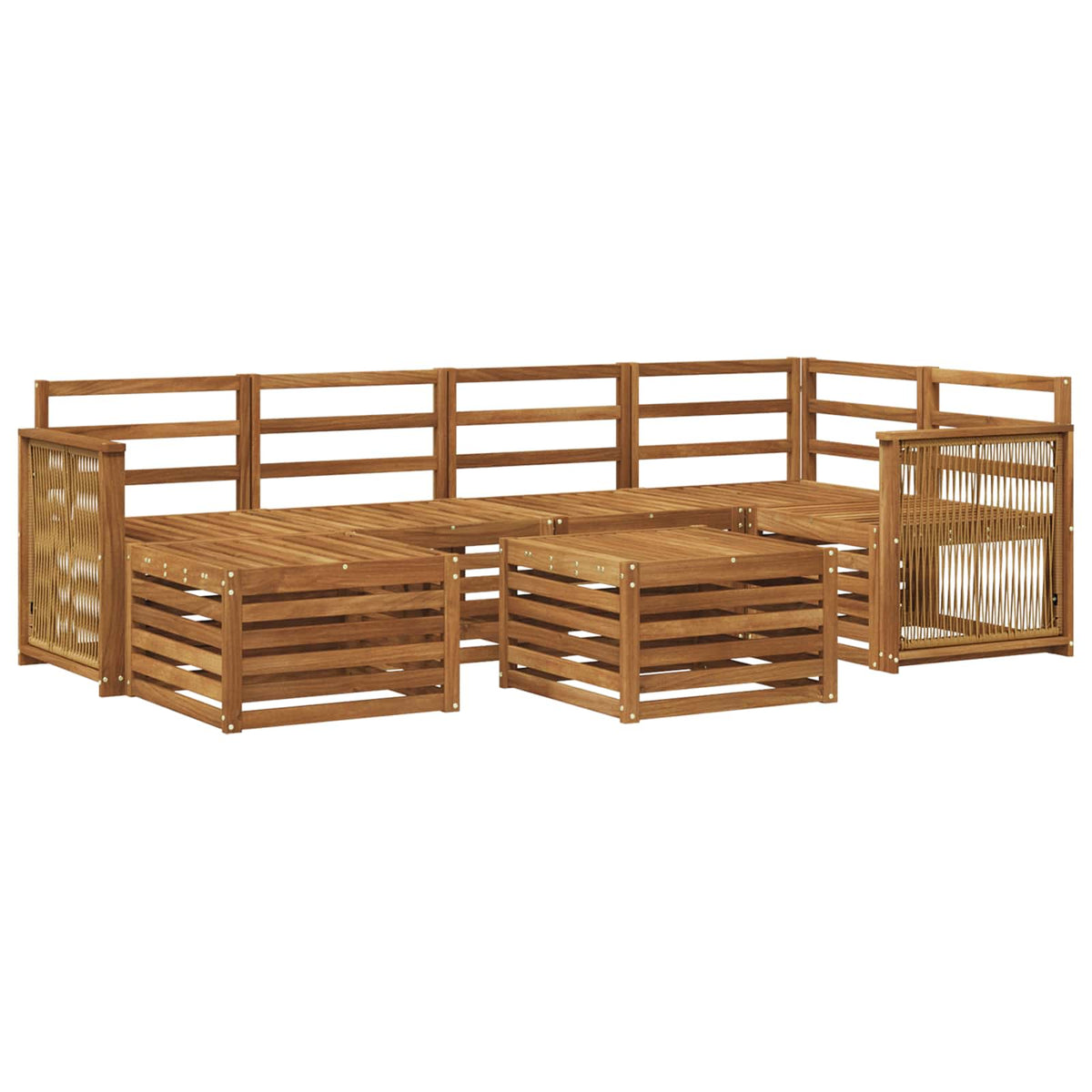 vidaXL Outdoor Sofa Set 7 pcs Natural 59 x 59 x 37 cm 2