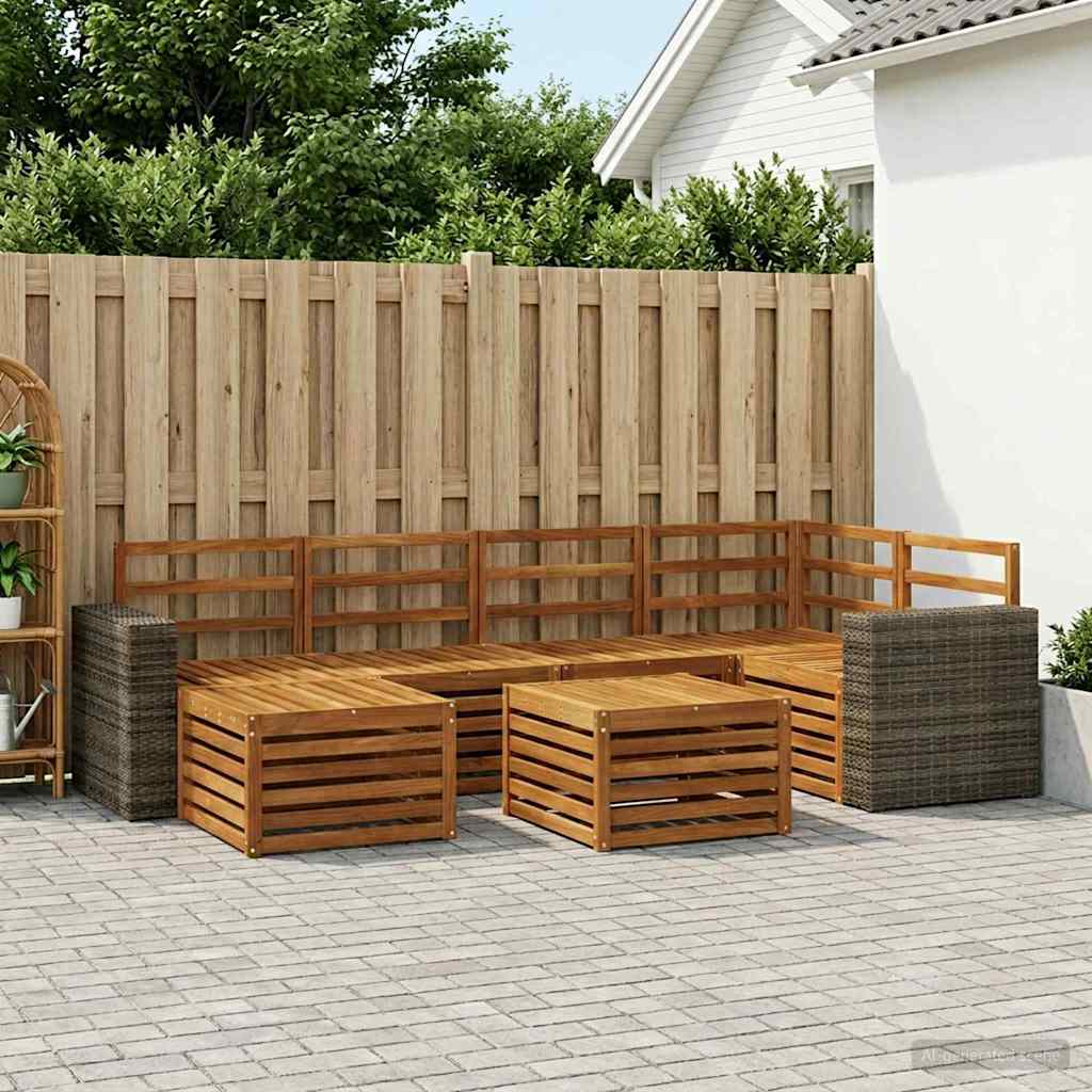 vidaXL Outdoor Sofa Set 7 pcs Natural Polyester 1