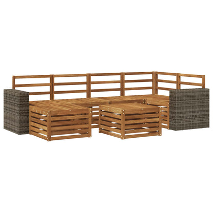 vidaXL Outdoor Sofa Set 7 pcs Natural Polyester 2