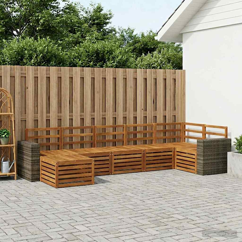 vidaXL Outdoor Sofa Set 7 pcs 6-Seaters Natural Solid Acacia Wood 1