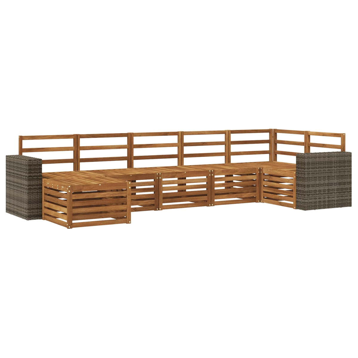 vidaXL Outdoor Sofa Set 7 pcs 6-Seaters Natural Solid Acacia Wood 2