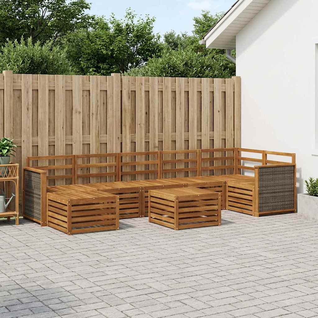 vidaXL Outdoor Sofa Set 8 pcs 8-Seaters Natural Solid Acacia Wood 1