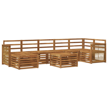 Outdoor Sofa Set 8 pcs Natural Wooden frame with coffee rope