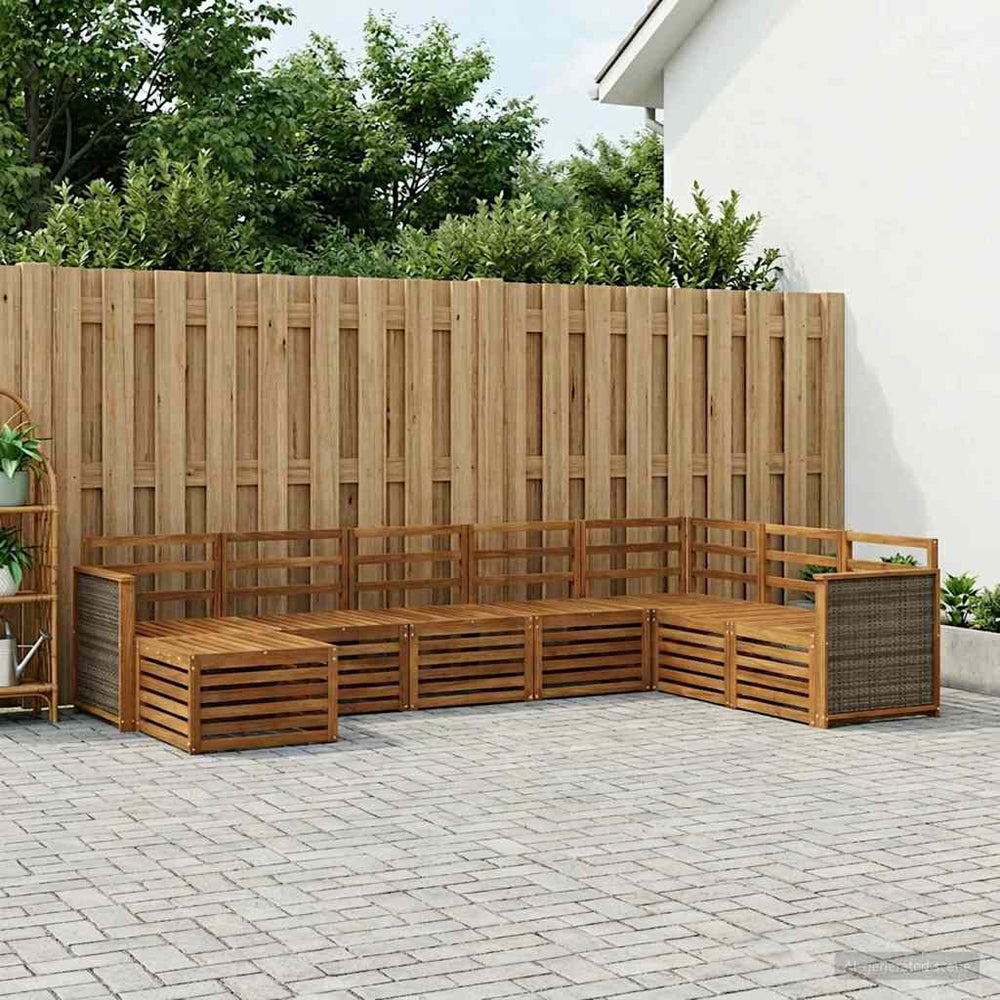vidaXL Outdoor Sofa Set 8 pcs 8-Seaters Natural Solid Acacia Wood
