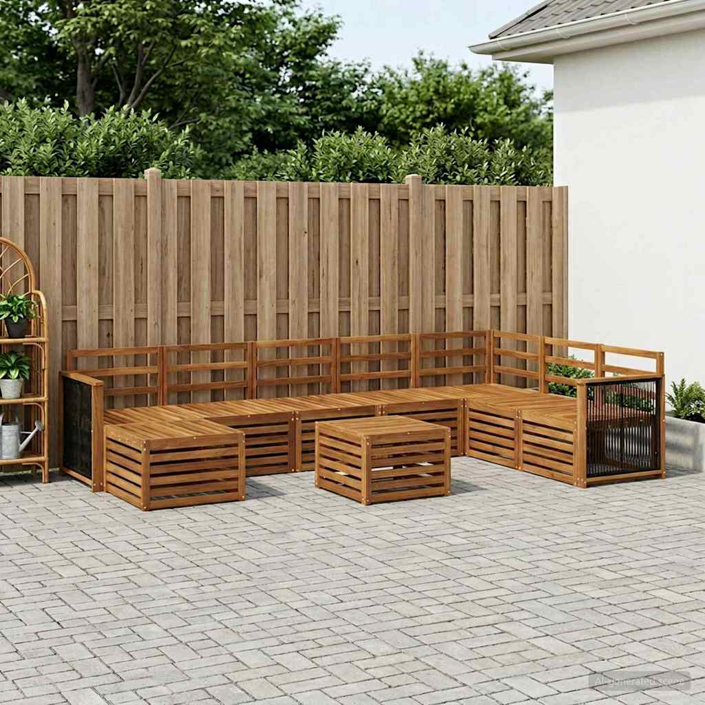 vidaXL Outdoor Sofa Set 8 pcs 8-Seaters Natural Solid Acacia Wood 1