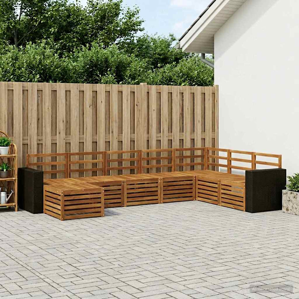 vidaXL Outdoor Sofa Set 8 pcs 8-Seaters Natural Solid Acacia Wood