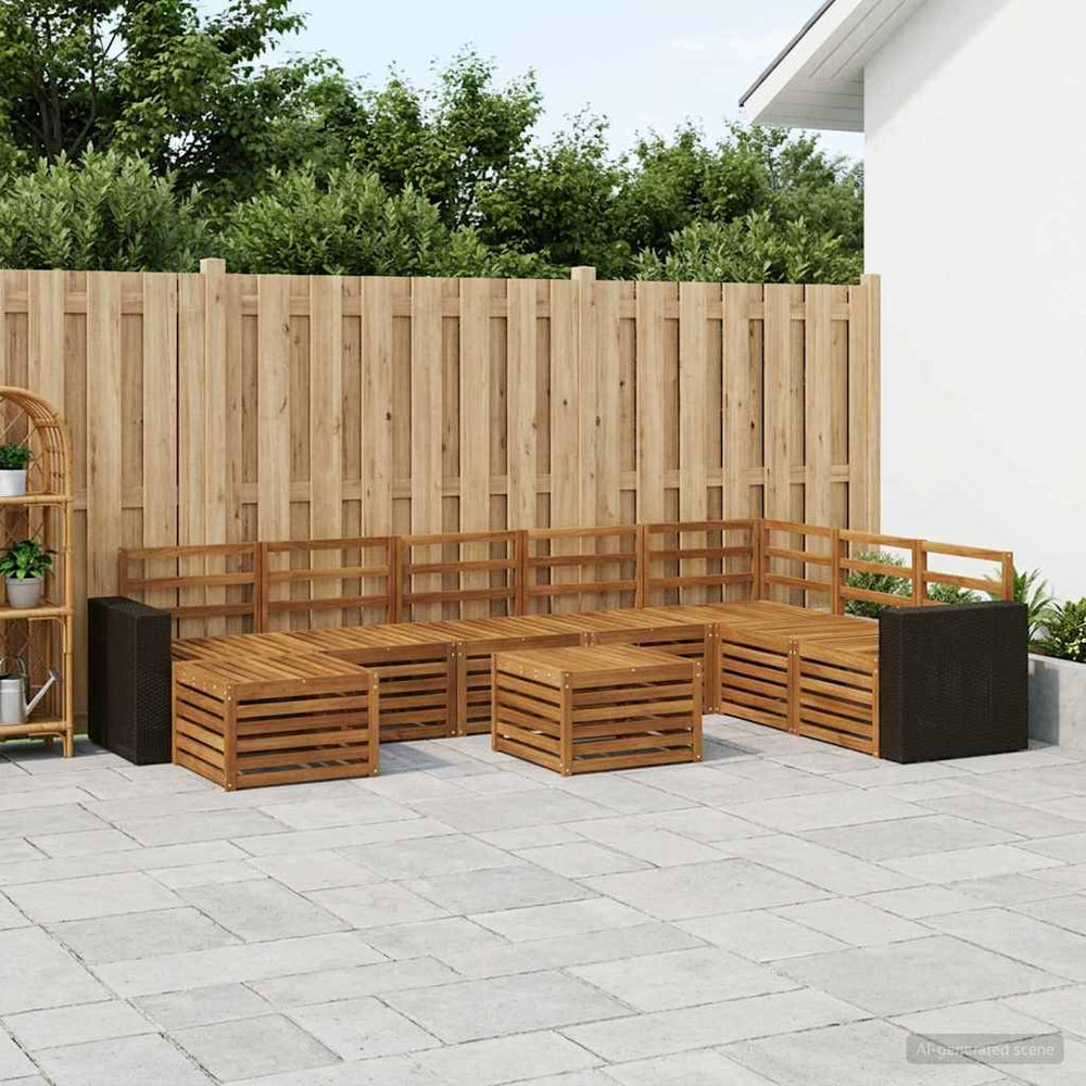 vidaXL Outdoor Sofa Set 9 pcs Natural Solid Acacia Wood