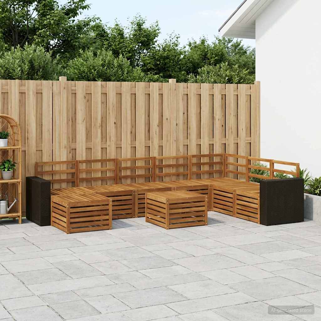 vidaXL Outdoor Sofa Set 9 pcs Natural Solid Acacia Wood 1