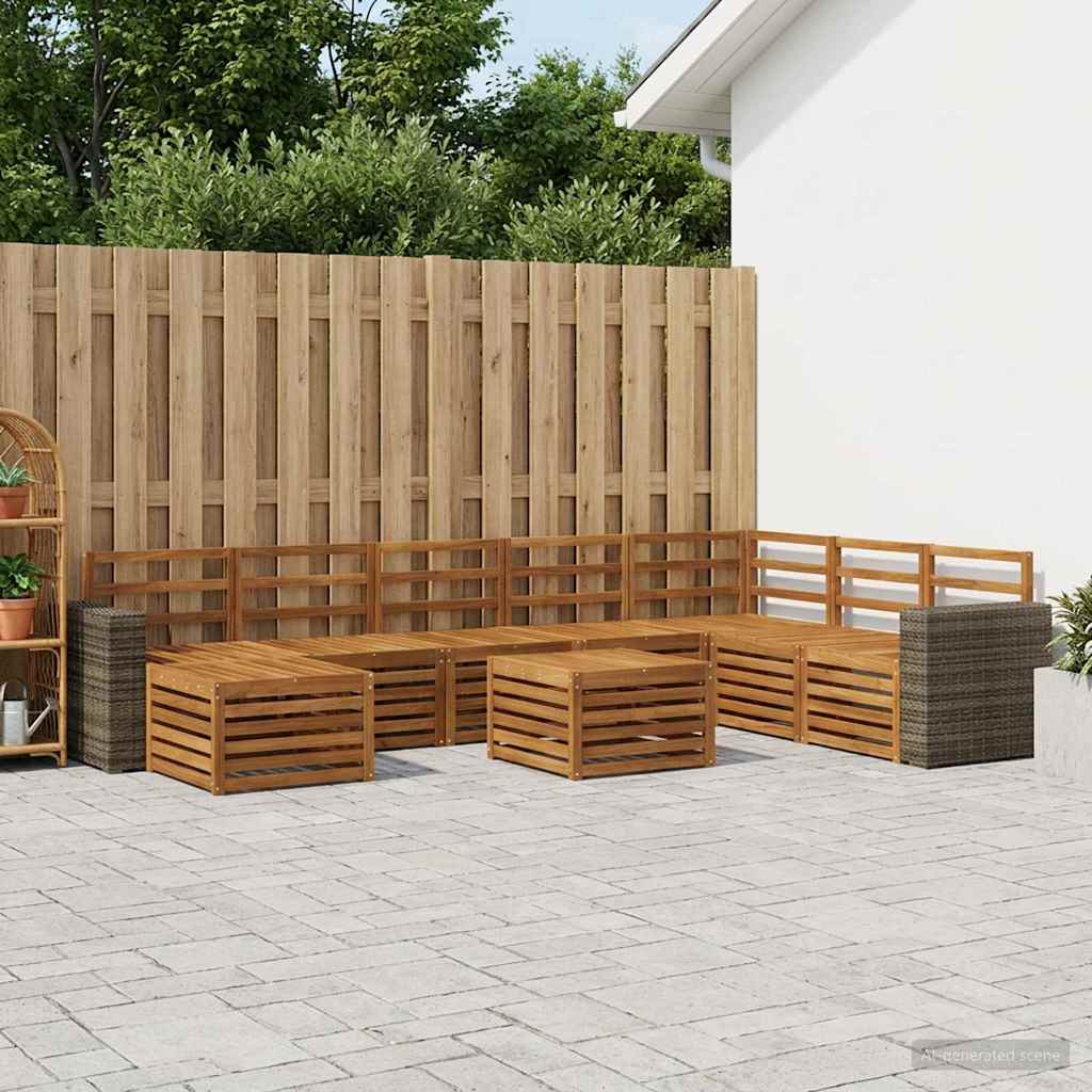 vidaXL Outdoor Sofa Set 9 pcs Natural Solid Acacia Wood 1