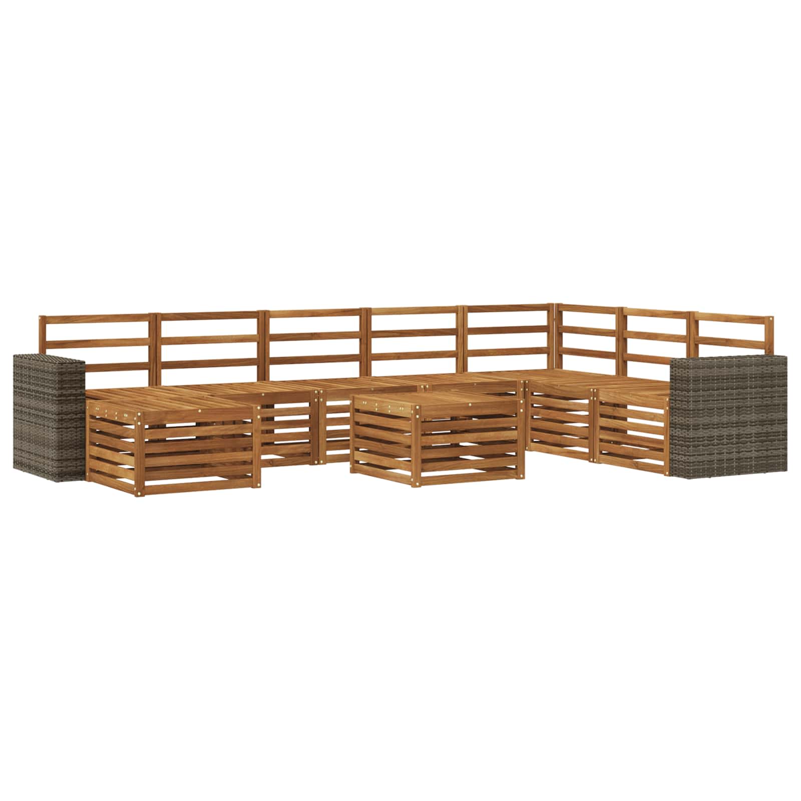 vidaXL Outdoor Sofa Set 9 pcs Natural Solid Acacia Wood 2