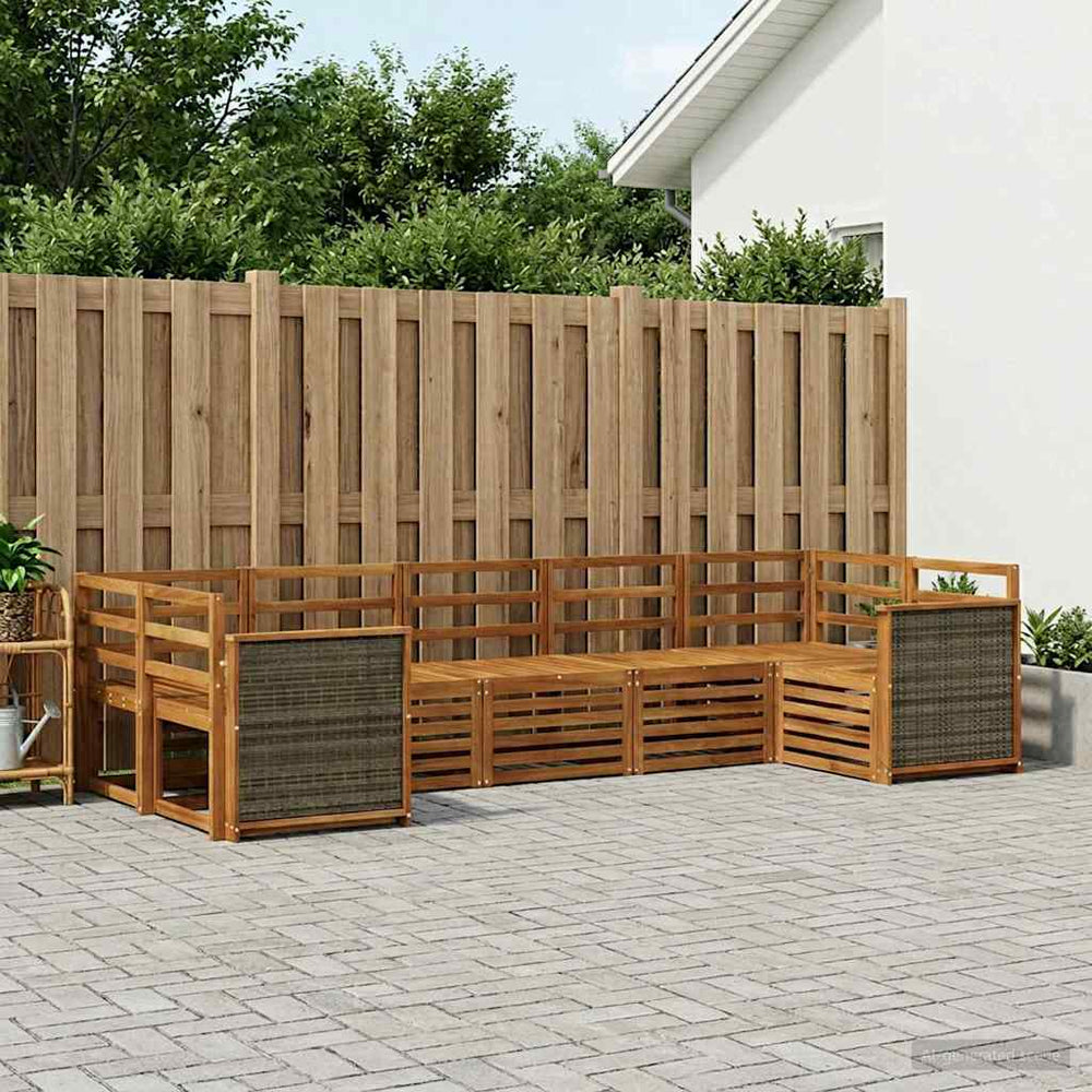 vidaXL Outdoor Sofa Set 7 pcs 7-Seaters Natural Solid Acacia Wood