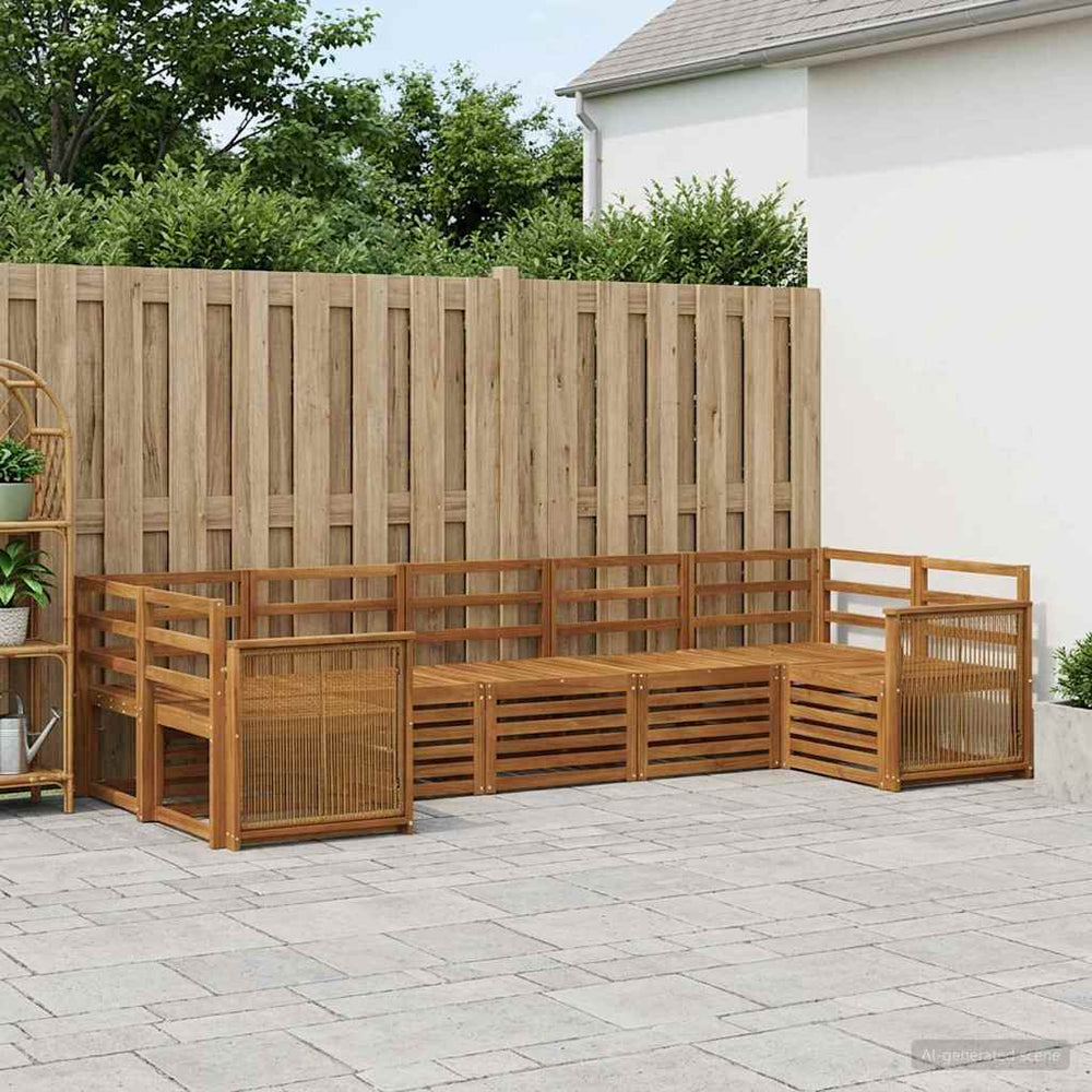 vidaXL Outdoor Sofa Set 7 pcs 7-Seaters Natural Solid Acacia Wood