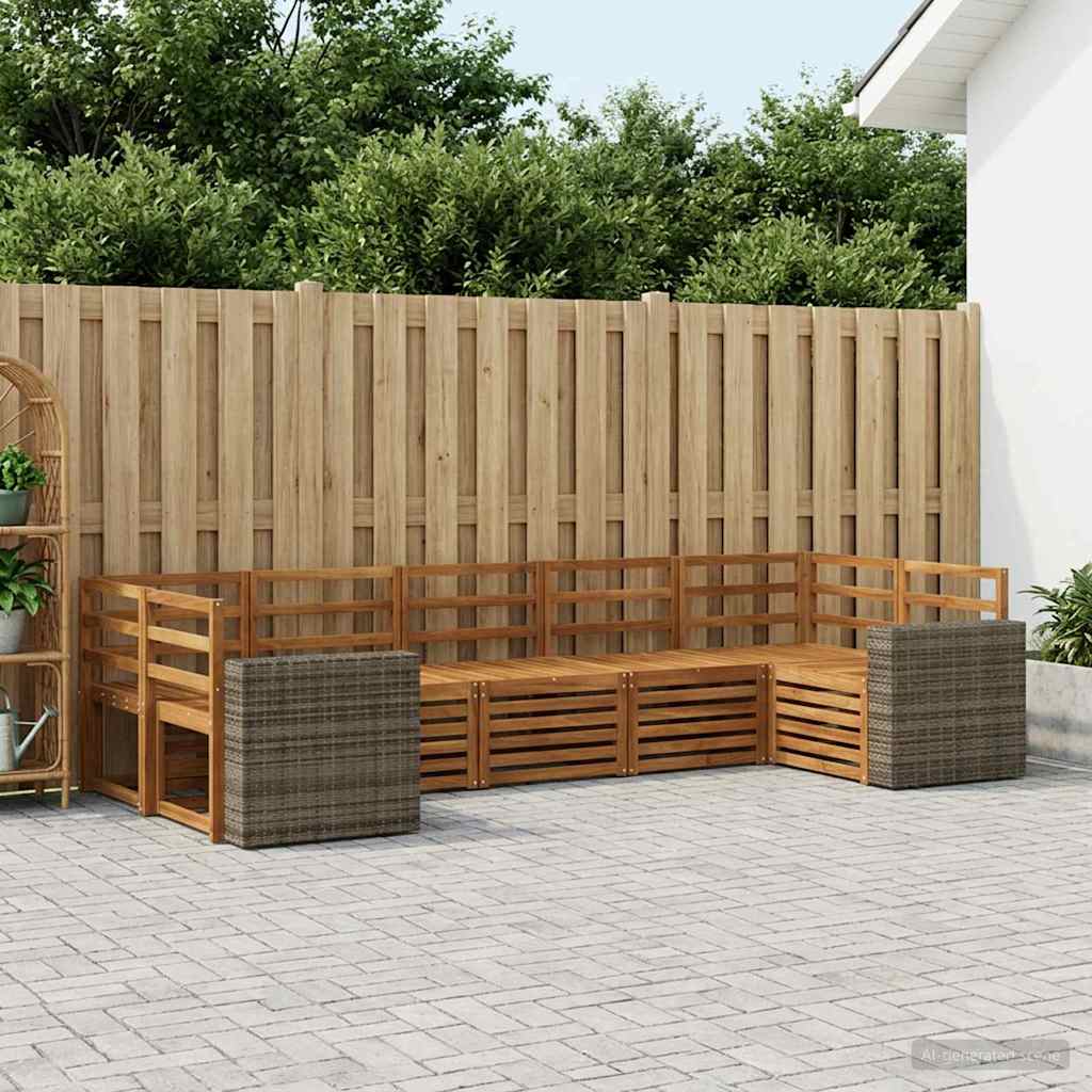 vidaXL Outdoor Sofa Set 7 pcs 7-Seaters Natural Solid Acacia Wood 1