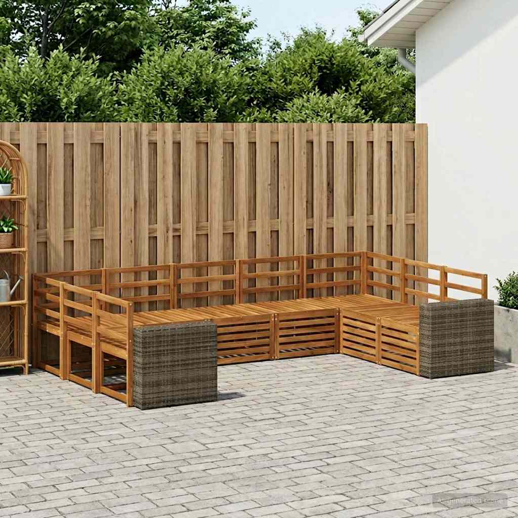vidaXL Outdoor Sofa Set 9 pcs Natural Solid Acacia Wood 1