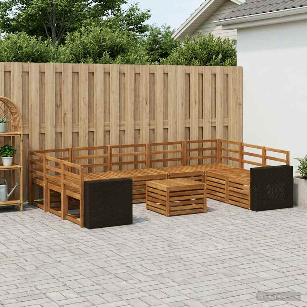 vidaXL Outdoor Sofa Set 10 pcs Natural Solid Acacia Wood 1