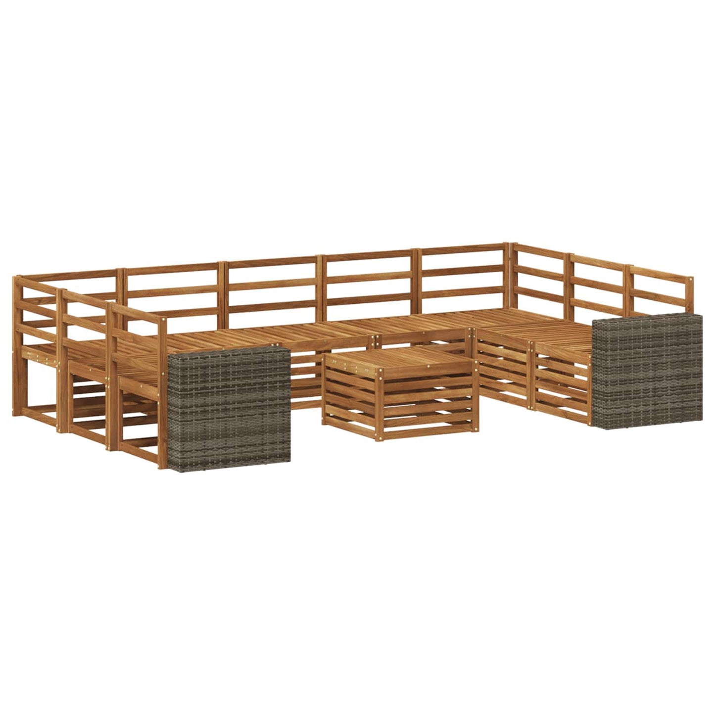 vidaXL Outdoor Sofa Set 10 pcs Natural Solid Acacia Wood 2