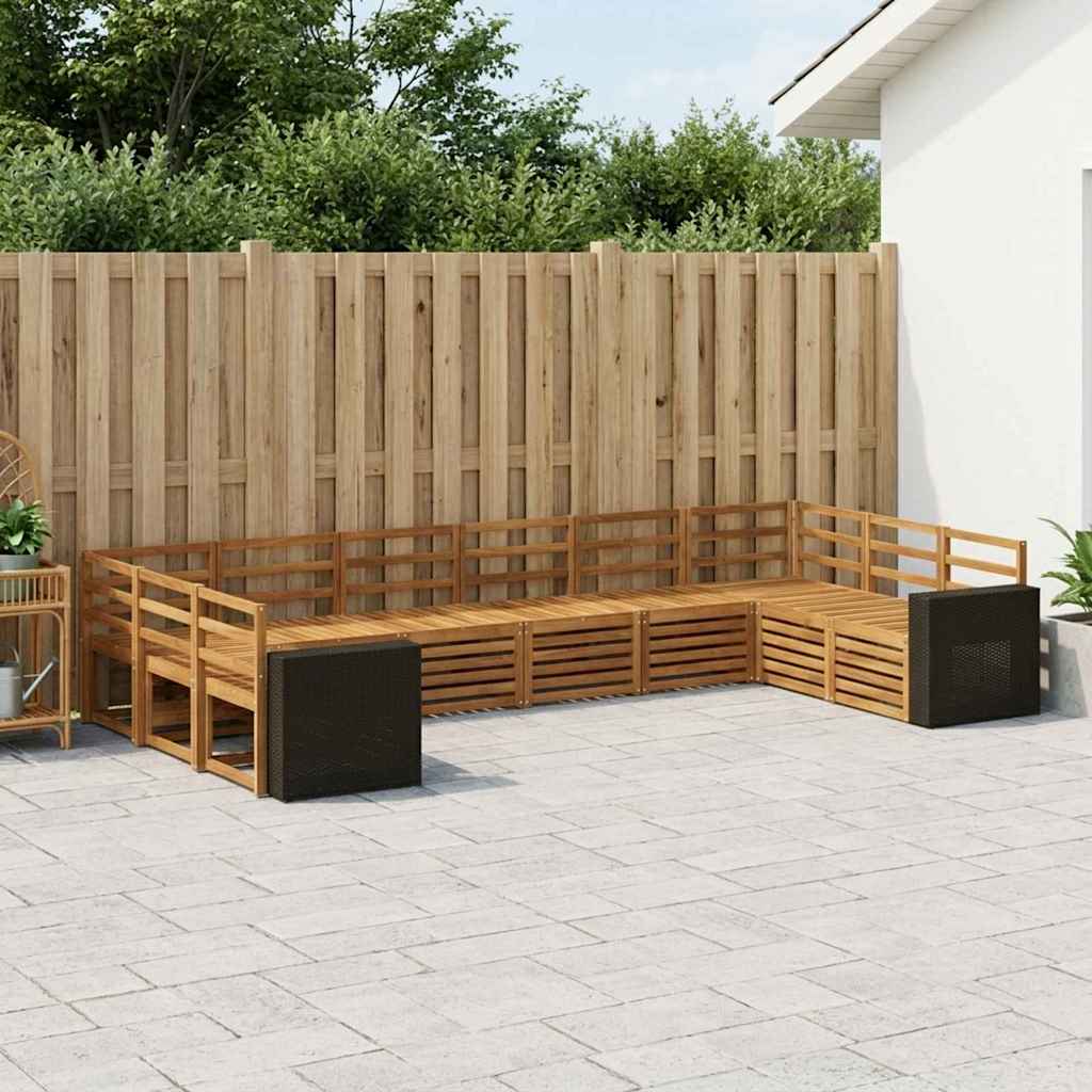 vidaXL Outdoor Sofa Set 10 pcs Natural Solid Acacia Wood 1