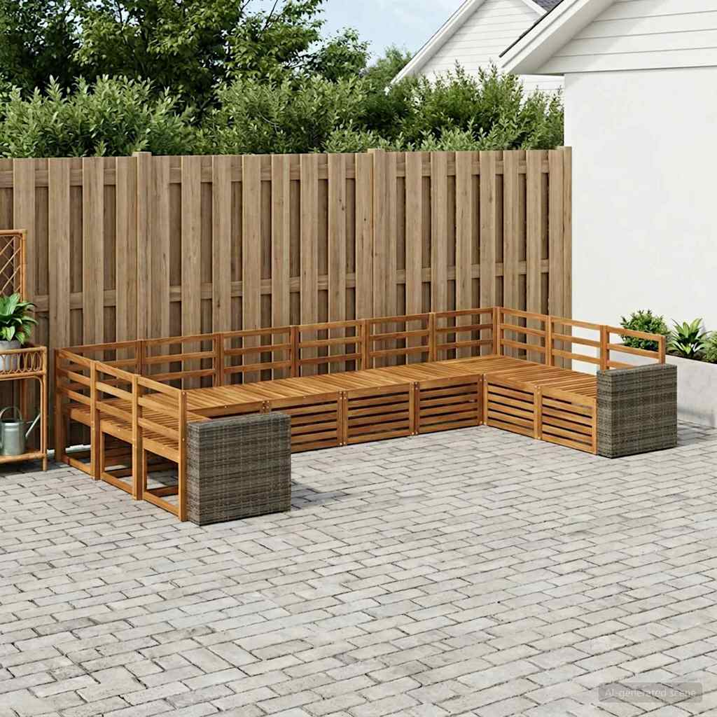 vidaXL Outdoor Sofa Set 10 pcs Natural Solid Acacia Wood 1