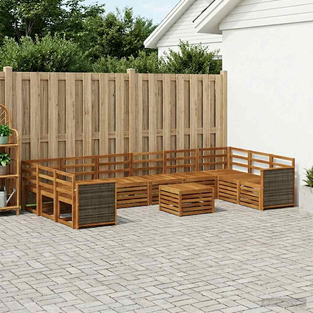 vidaXL Outdoor Sofa Set 8 pcs Natural Solid Acacia Wood