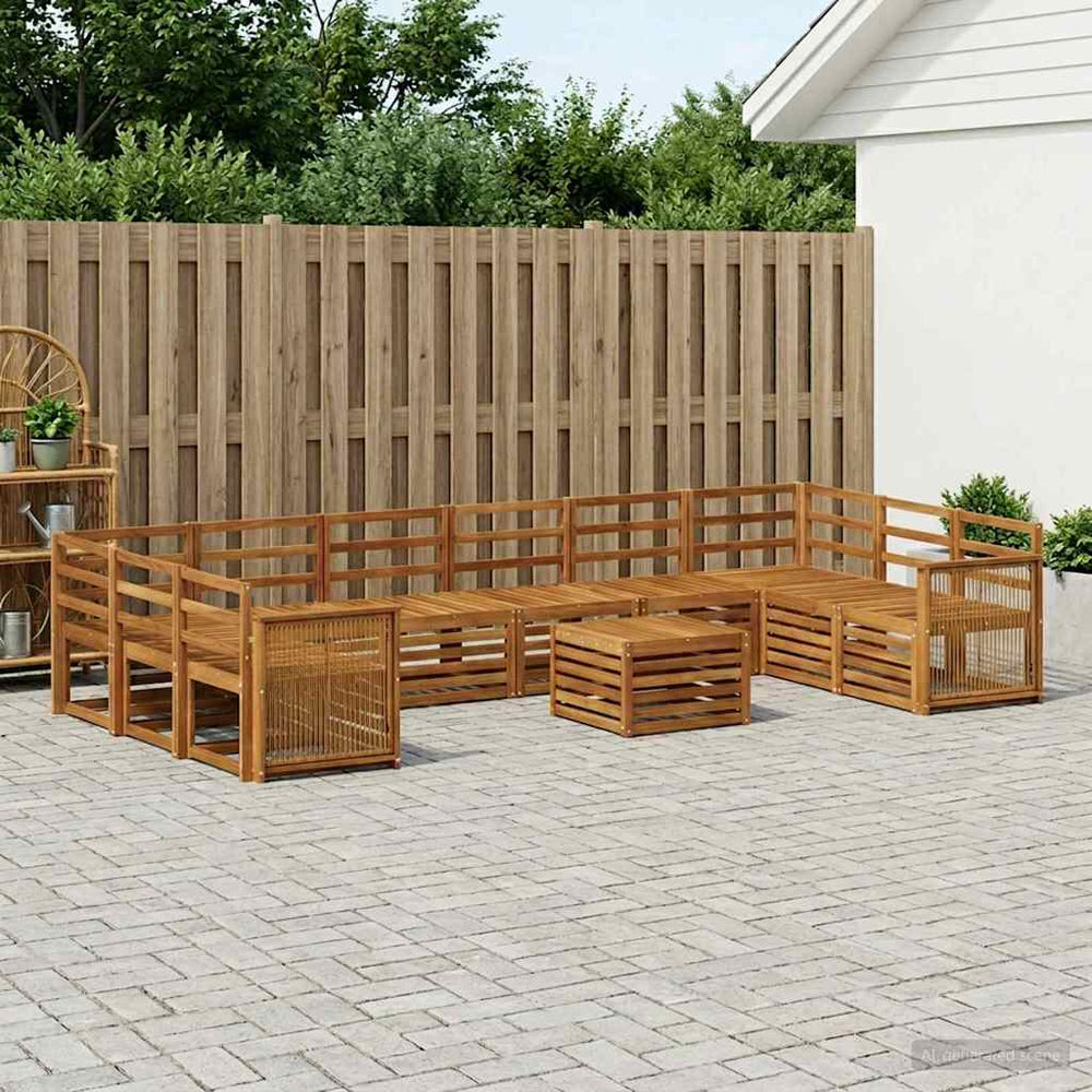 vidaXL Outdoor Sofa Set 8 pcs Natural Solid Acacia Wood