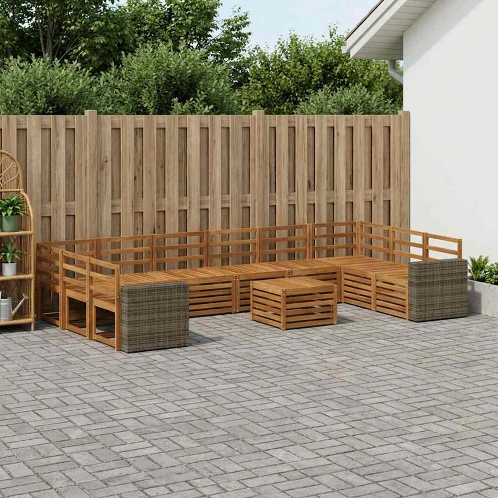 vidaXL Outdoor Sofa Set 11 pcs Natural Solid Acacia Wood