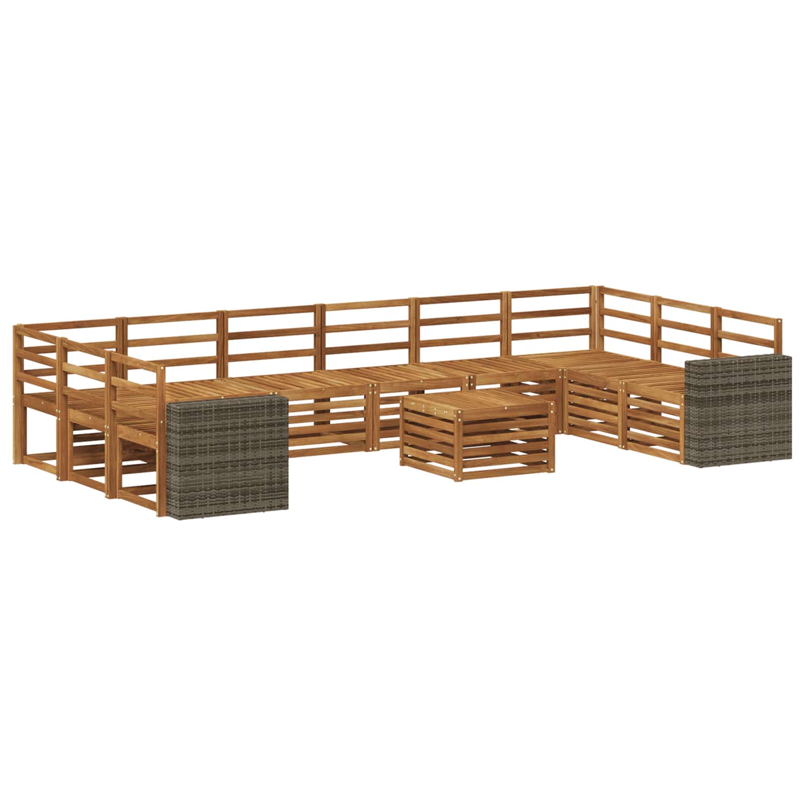 vidaXL Outdoor Sofa Set 11 pcs Natural Solid Acacia Wood 2