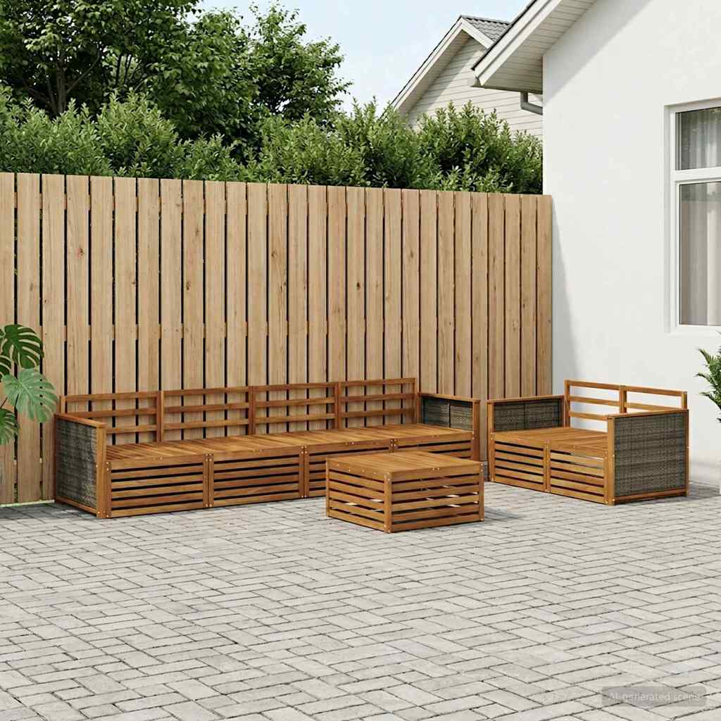 vidaXL Outdoor Sofa Set 7 pcs Natural Solid Acacia Wood 1