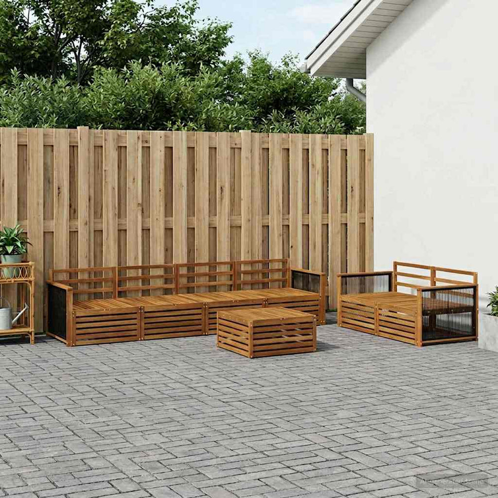 vidaXL Outdoor Sofa Set 7 pcs Natural Solid Acacia Wood