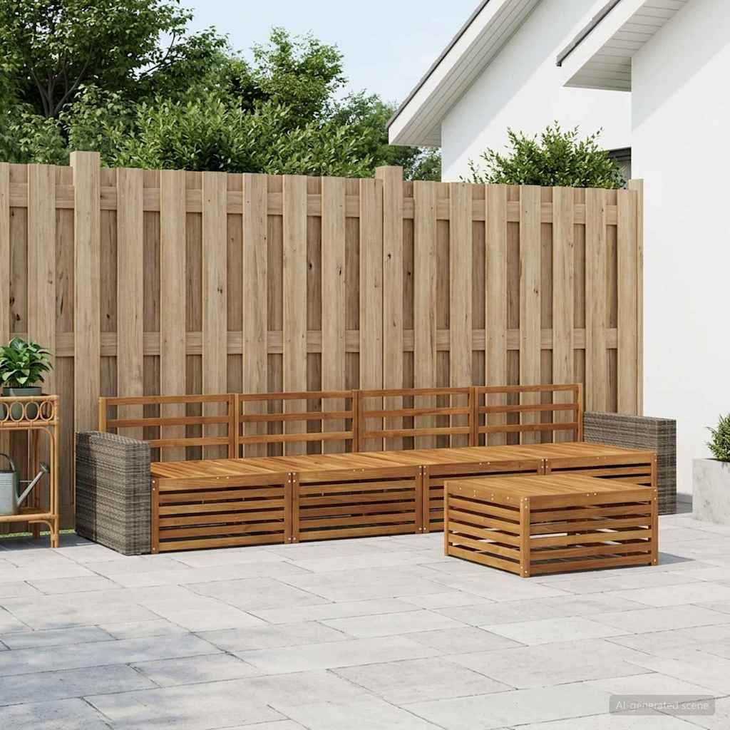 vidaXL Outdoor Sofa Set 7 pcs Natural Solid Acacia Wood 3