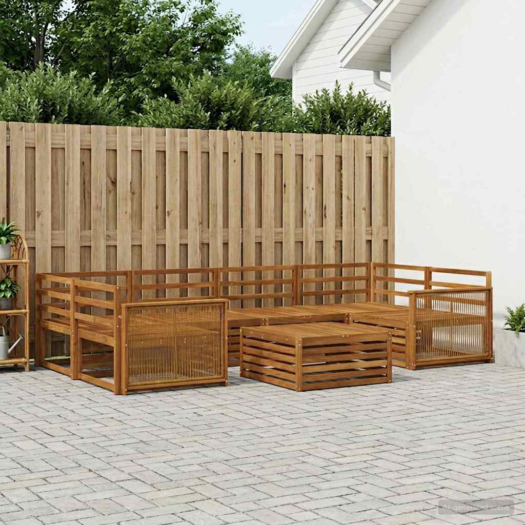 vidaXL Outdoor Sofa Set 7 pcs Natural Solid Acacia Wood 1