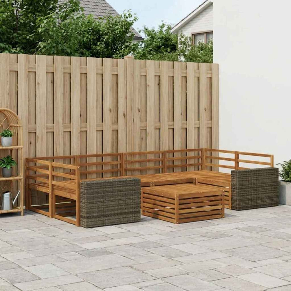 vidaXL Outdoor Sofa Set 7 pcs Natural Solid Acacia Wood