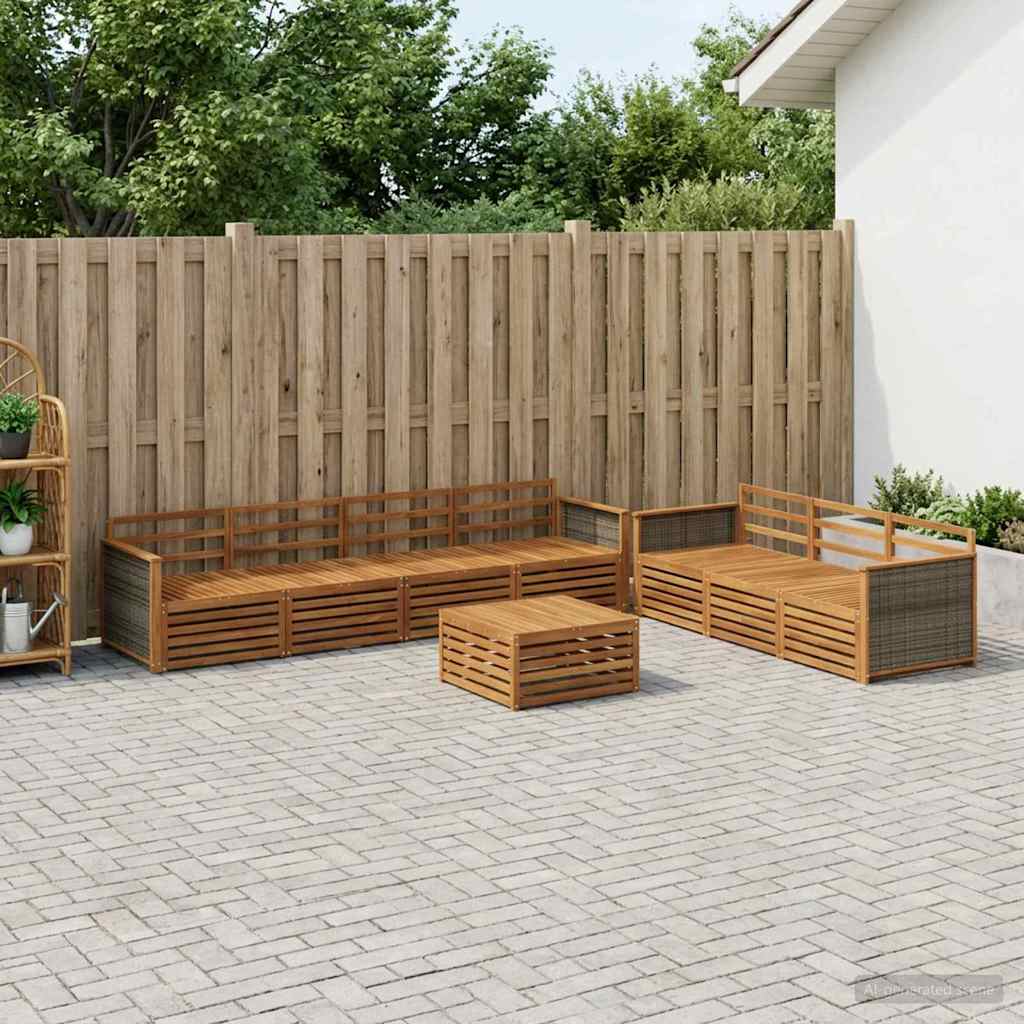 vidaXL Outdoor Sofa Set 8 pcs Natural Solid Acacia Wood 1