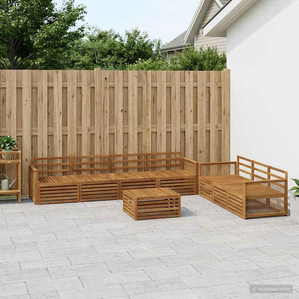 vidaXL Outdoor Sofa Set 8 pcs Natural Solid Acacia Wood