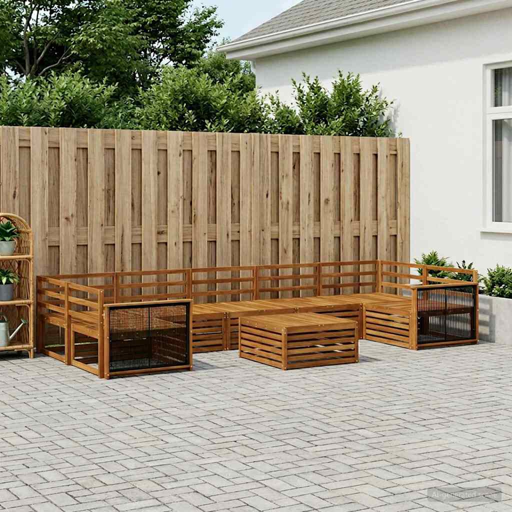 vidaXL Outdoor Sofa Set 8 pcs Natural Solid Acacia Wood 1