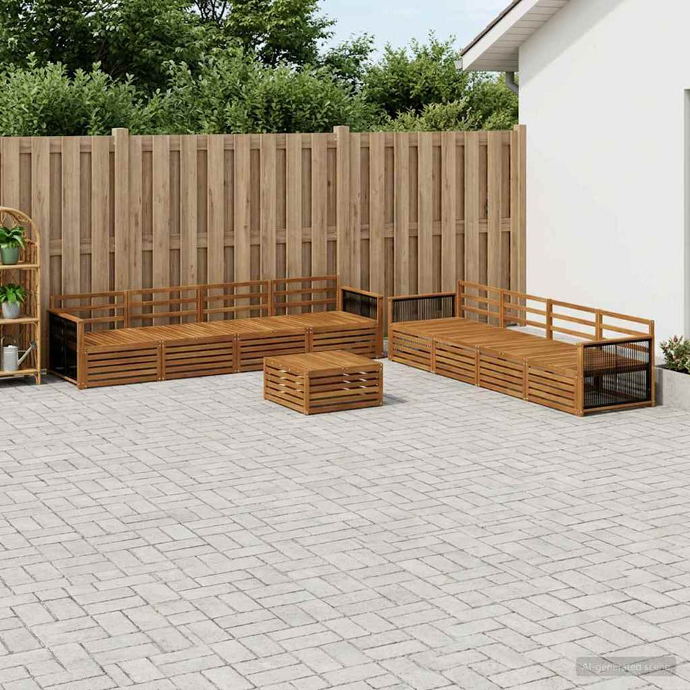 vidaXL Outdoor Sofa Set 9 pcs Natural Solid Acacia Wood