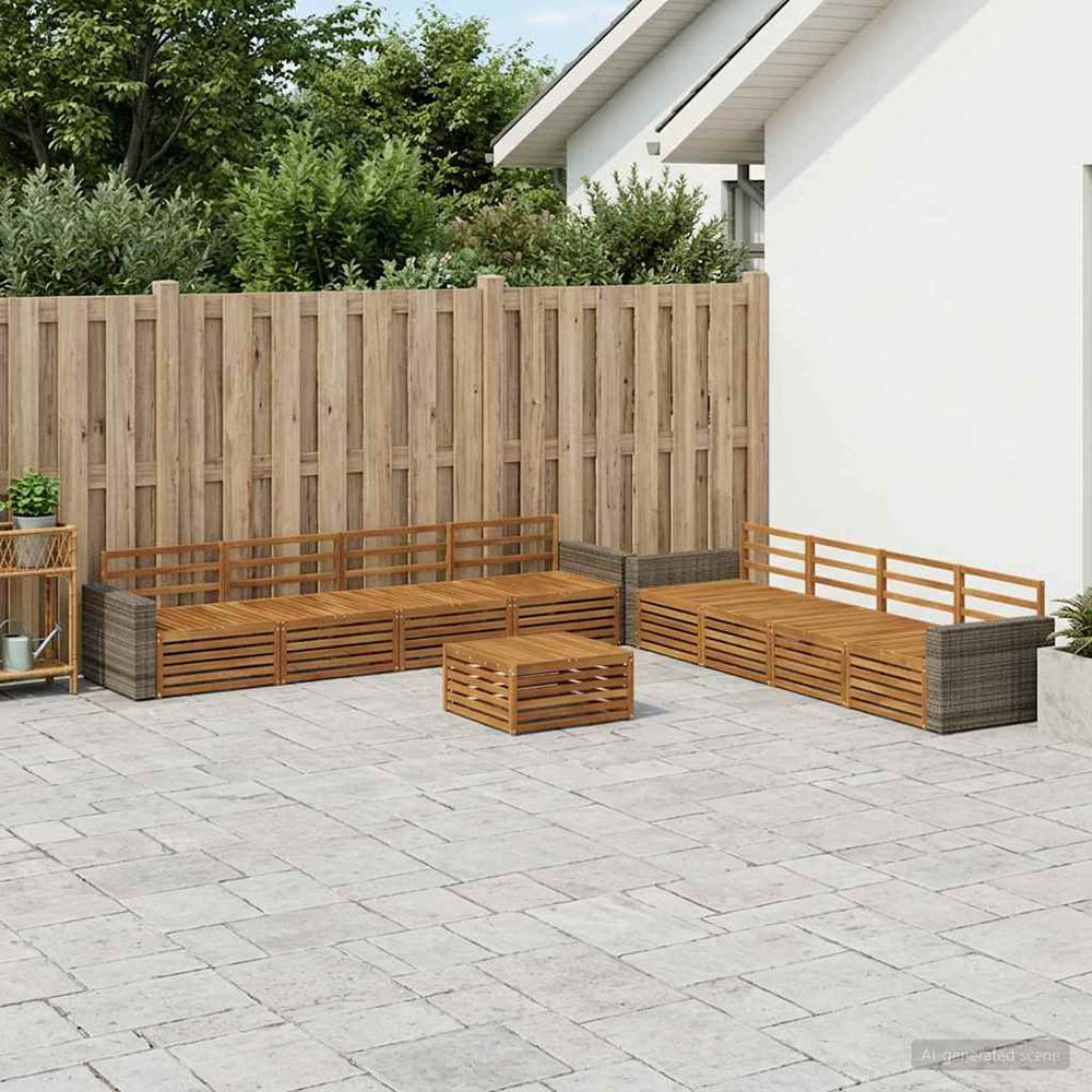 vidaXL Outdoor Sofa Set 9 pcs Natural Solid Acacia wood
