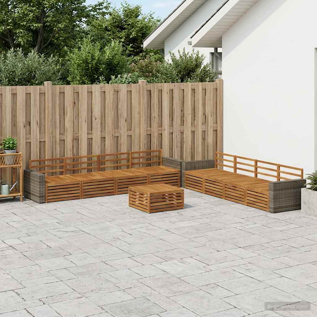 vidaXL Outdoor Sofa Set 9 pcs Natural Solid Acacia wood 1
