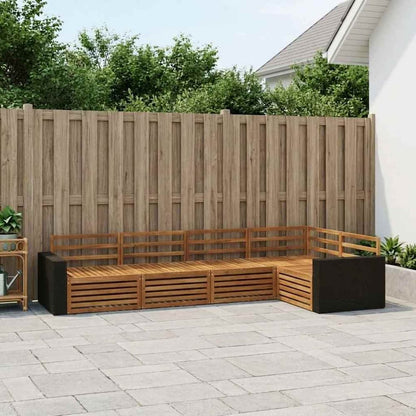 Outdoor Sofa Set 5 pcs Natural Metal frame with black rattan