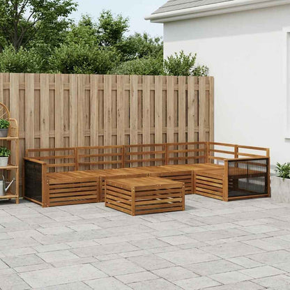 Outdoor Sofa Set 6 pcs Natural Wooden frame with black rope
