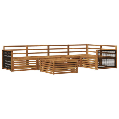 Outdoor Sofa Set 6 pcs Natural Wooden frame with black rope