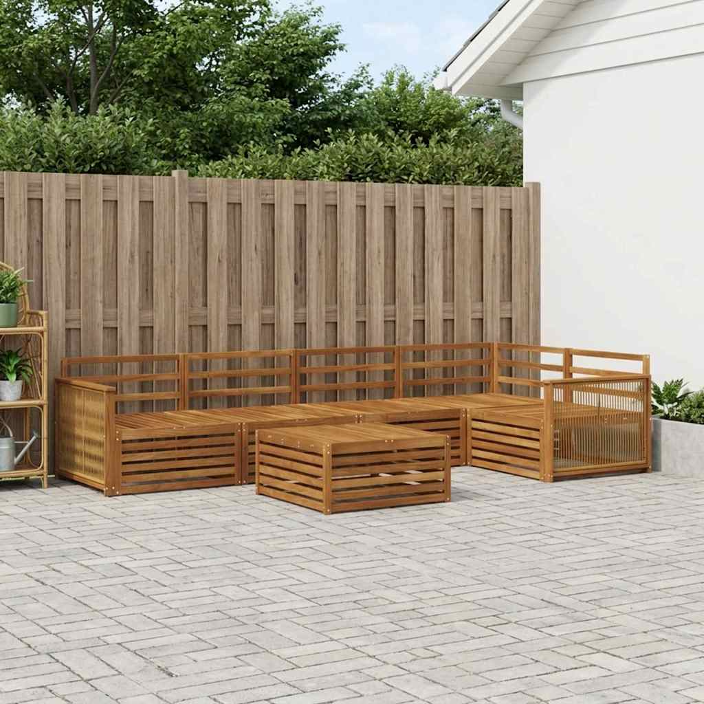 Outdoor Sofa Set 6 pcs Natural Wooden frame with coffee rope