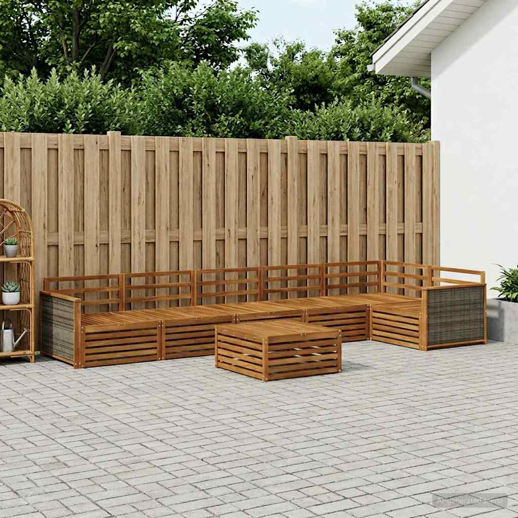 vidaXL Outdoor Sofa Set 7 pcs Natural Solid Acacia Wood 1
