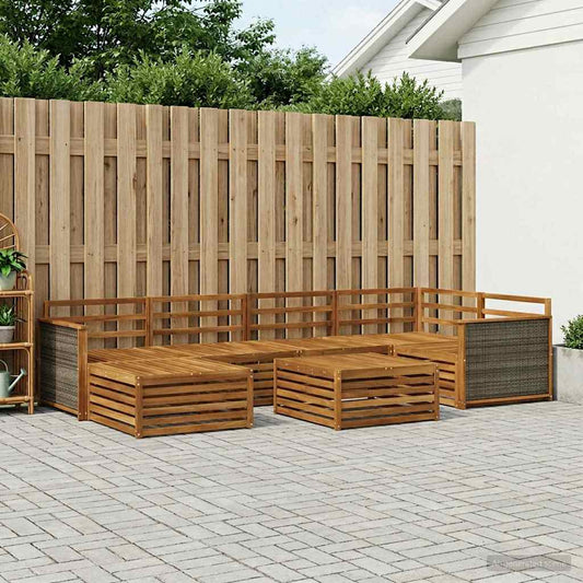 vidaXL Outdoor Sofa Set 7 pcs Natural 1