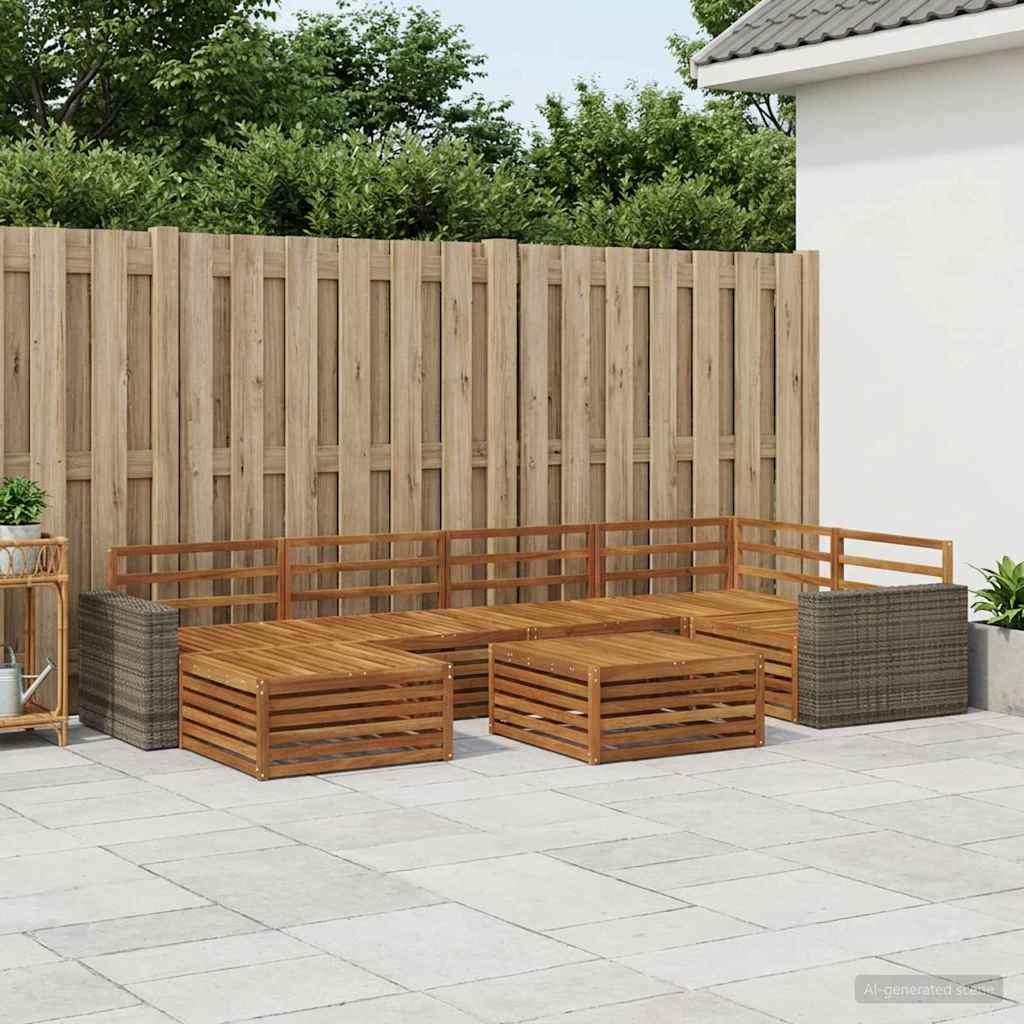 vidaXL Outdoor Sofa Set 7 pcs Natural 1
