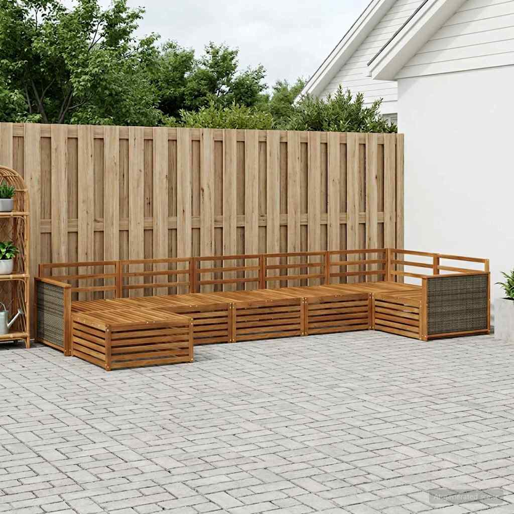 vidaXL Outdoor Sofa Set 7 pcs Natural 1