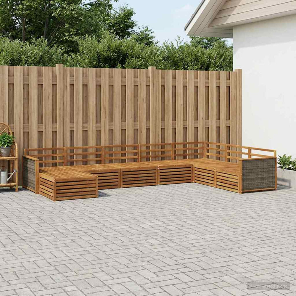 vidaXL Outdoor Sofa Set 8 pcs Natural Solid Acacia Wood
