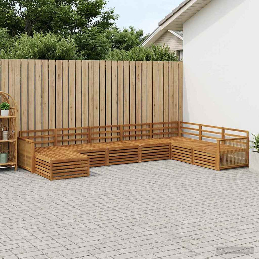 vidaXL Outdoor Sofa Set 8 pcs Natural Solid Acacia Wood